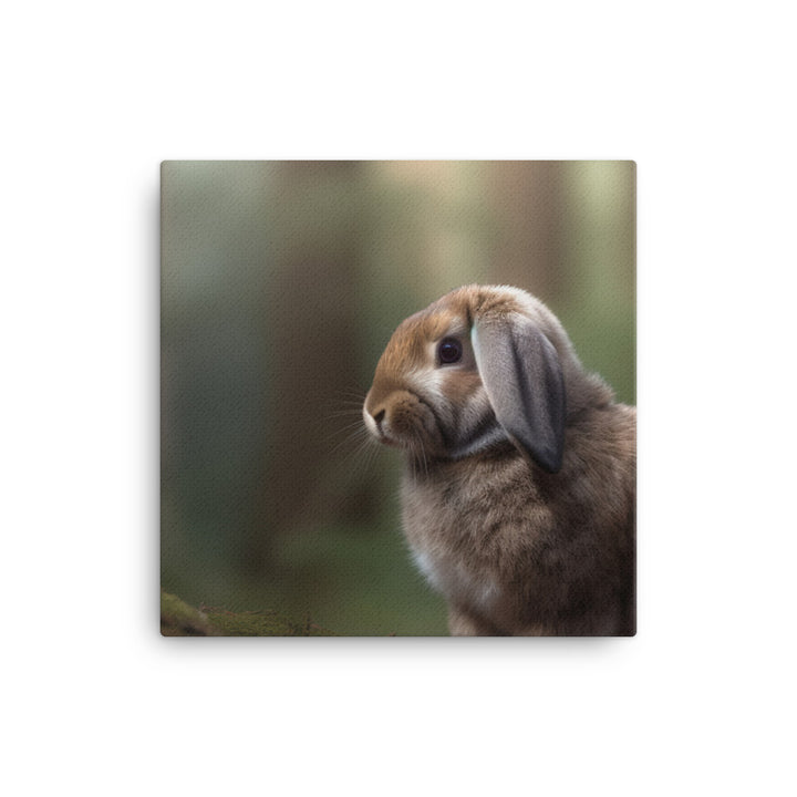 Serene Mini Lop Bunny in a Forest Canvas - PosterfyAI.com