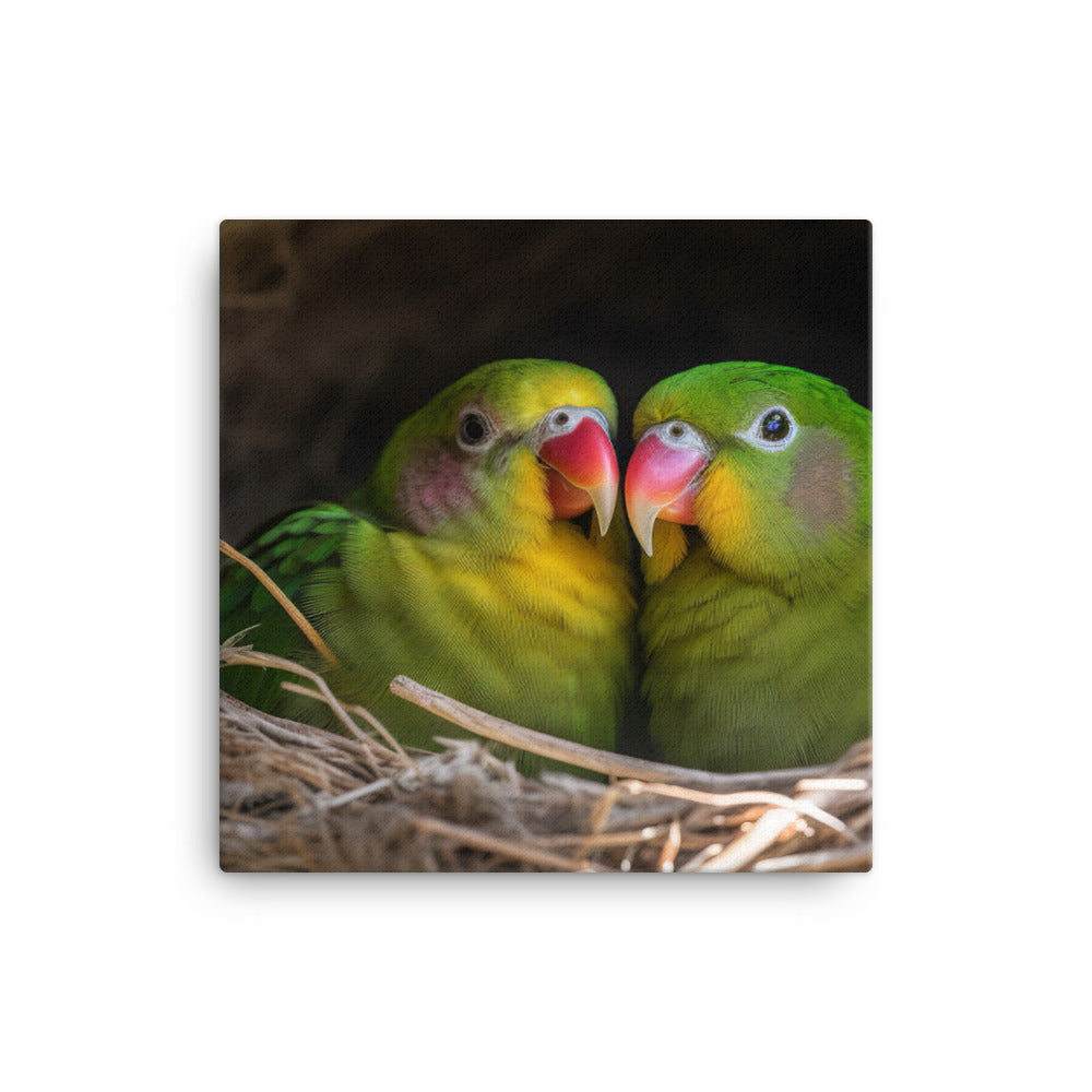 Lovebirds Nesting Canvas - PosterfyAI.com