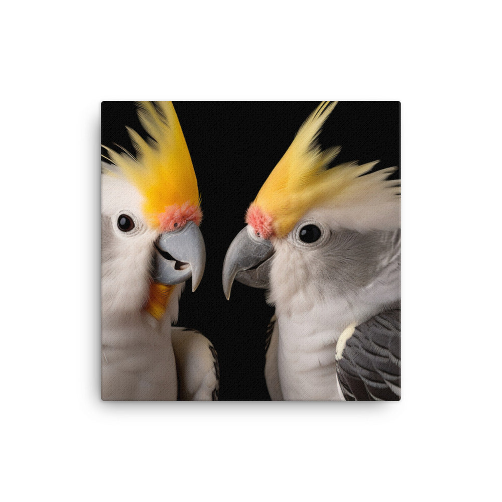 Graceful Cockatiels Canvas - PosterfyAI.com