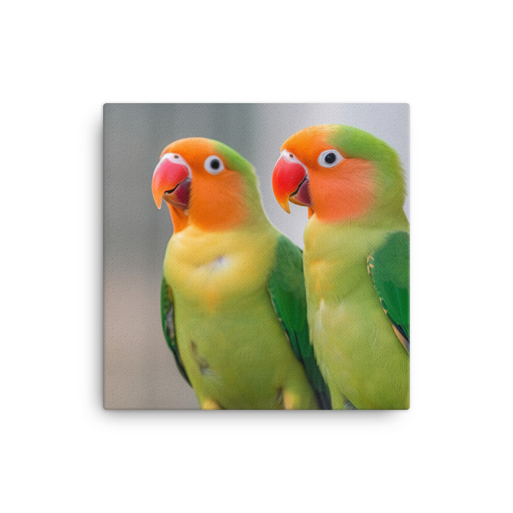 Cute Lovebirds Canvas - PosterfyAI.com