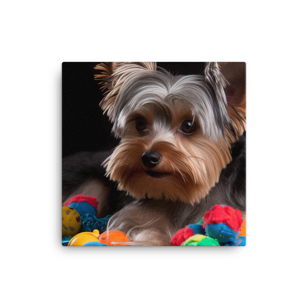 Yorkshire Terrier with Toys Canvas - PosterfyAI.com