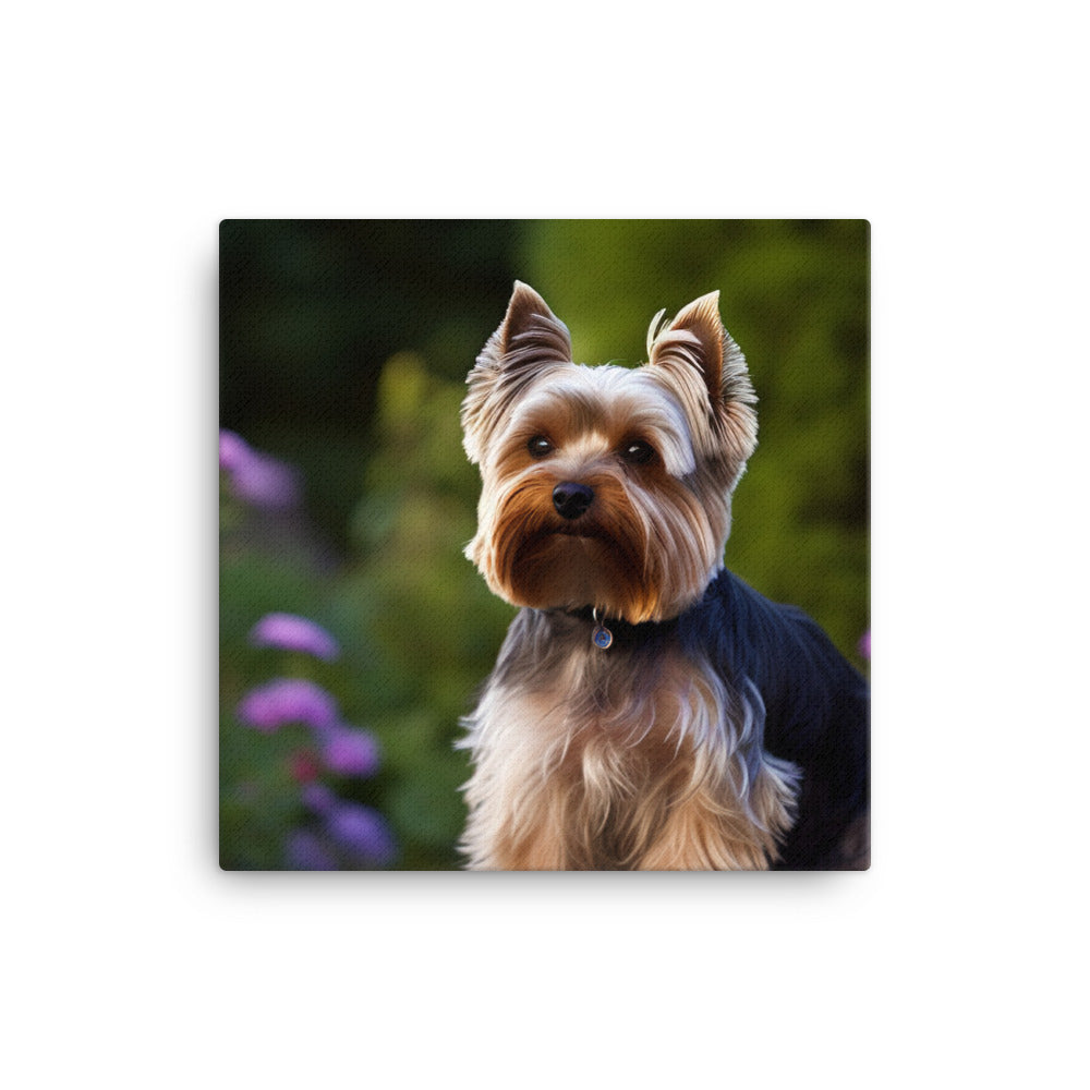 Yorkshire Terrier in the Garden Canvas - PosterfyAI.com