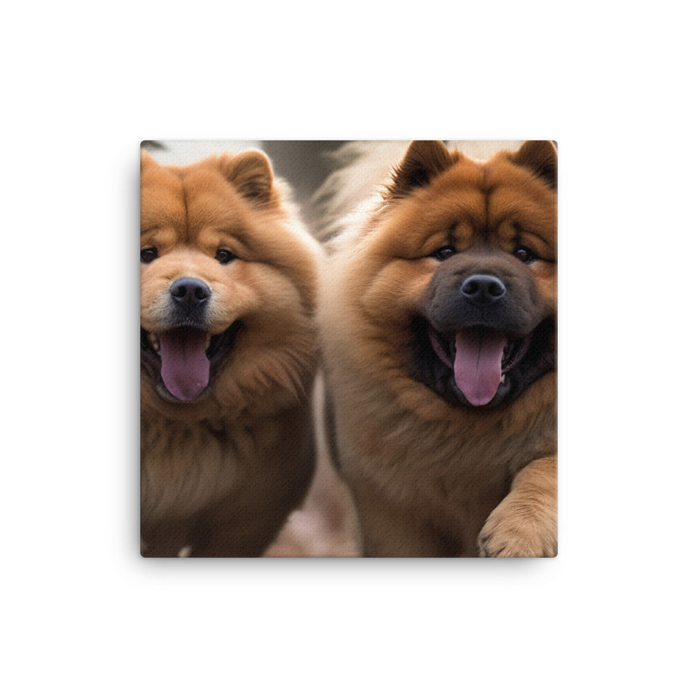 Two Chow Chows Having Fun Canvas - PosterfyAI.com