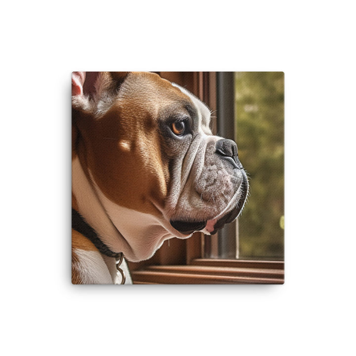 Thoughtful Bulldog at the Window Canvas - PosterfyAI.com