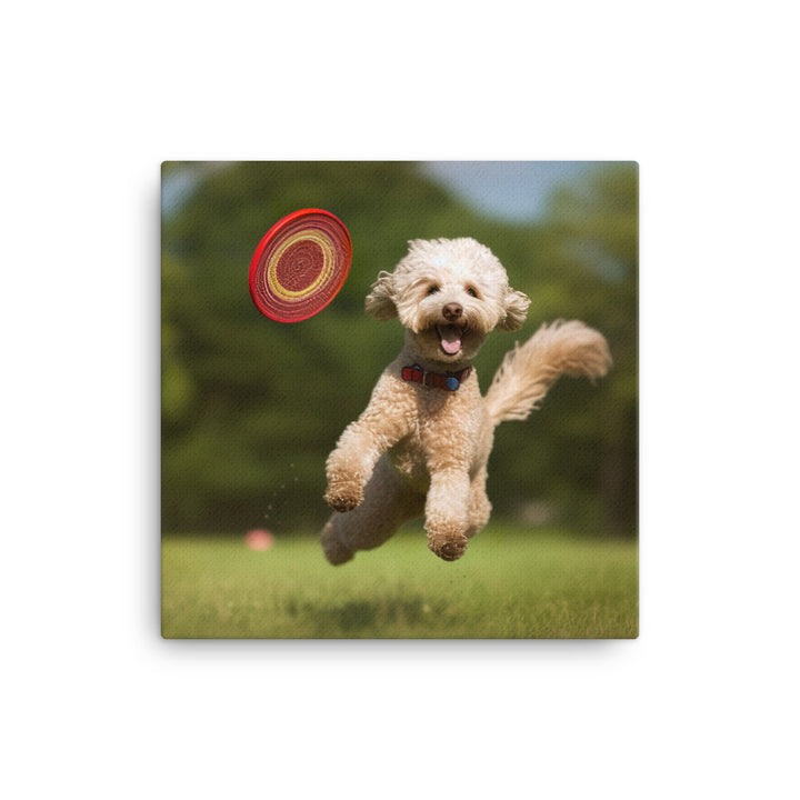 The Playful Poodle in Action Canvas - PosterfyAI.com