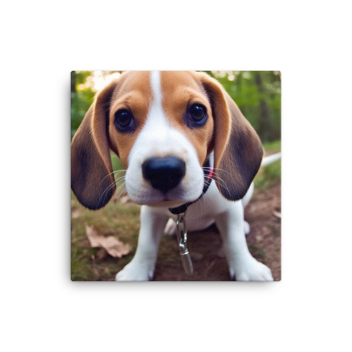The curious eyes of a Beagle pup Canvas - PosterfyAI.com