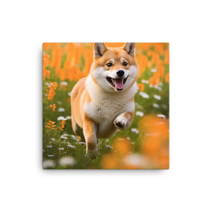 Shiba Inu Running Canvas - PosterfyAI.com