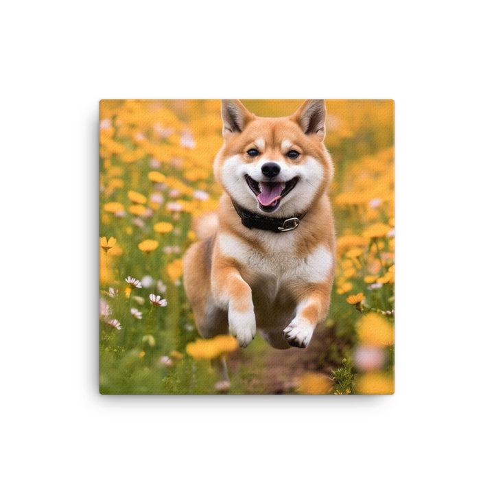 Shiba Inu Running Canvas - PosterfyAI.com