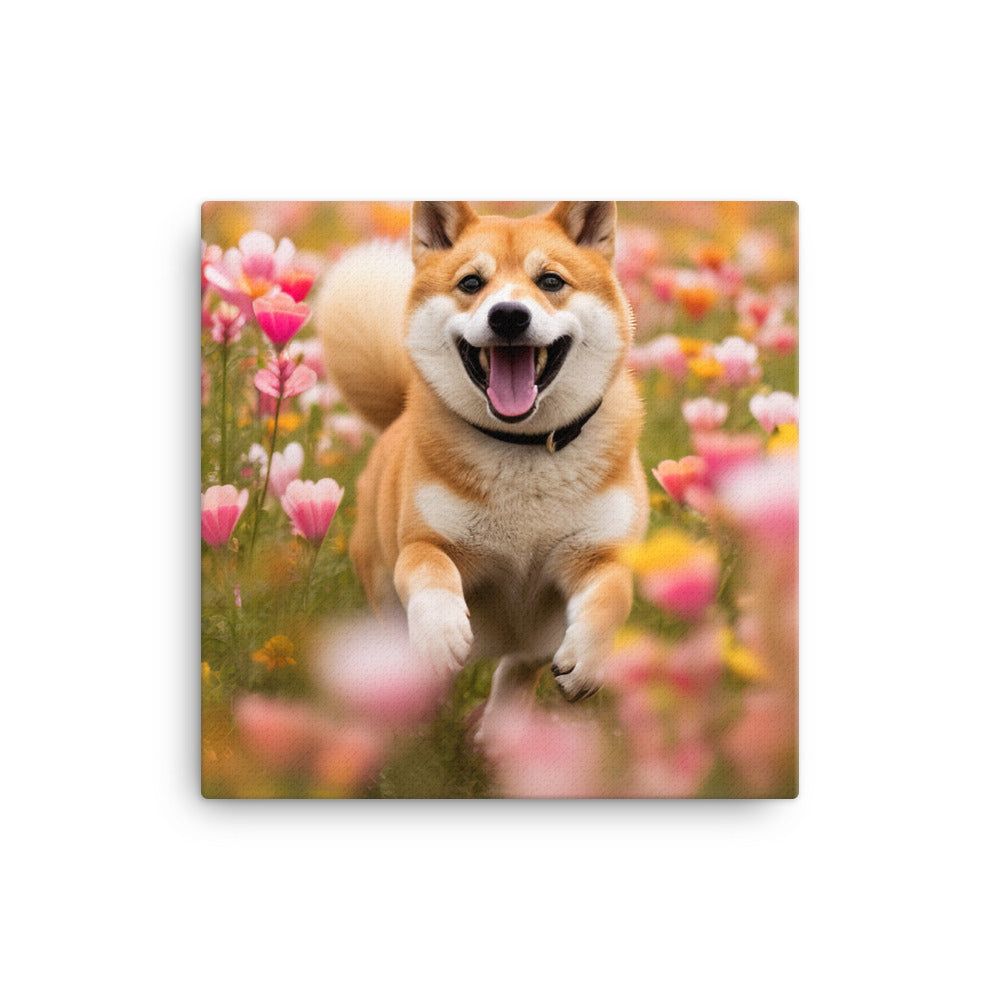 Shiba Inu Running Canvas - PosterfyAI.com