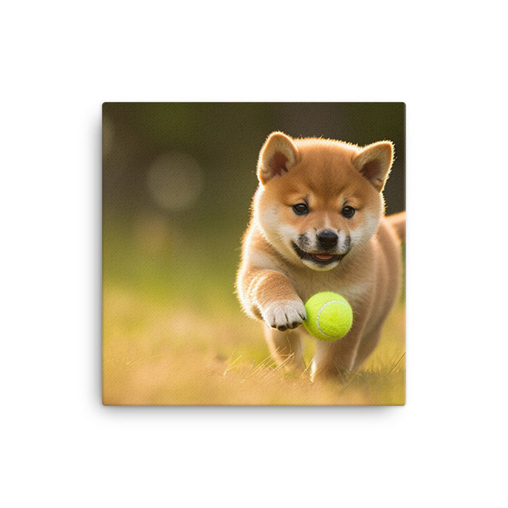 Shiba Inu Pup Playing Canvas - PosterfyAI.com