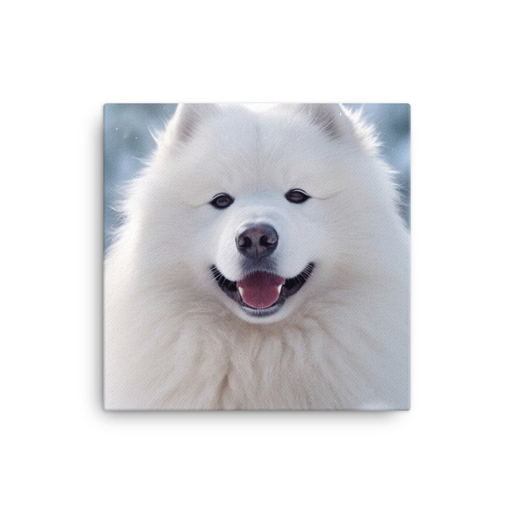 Samoyed Dog in Winter Canvas - PosterfyAI.com