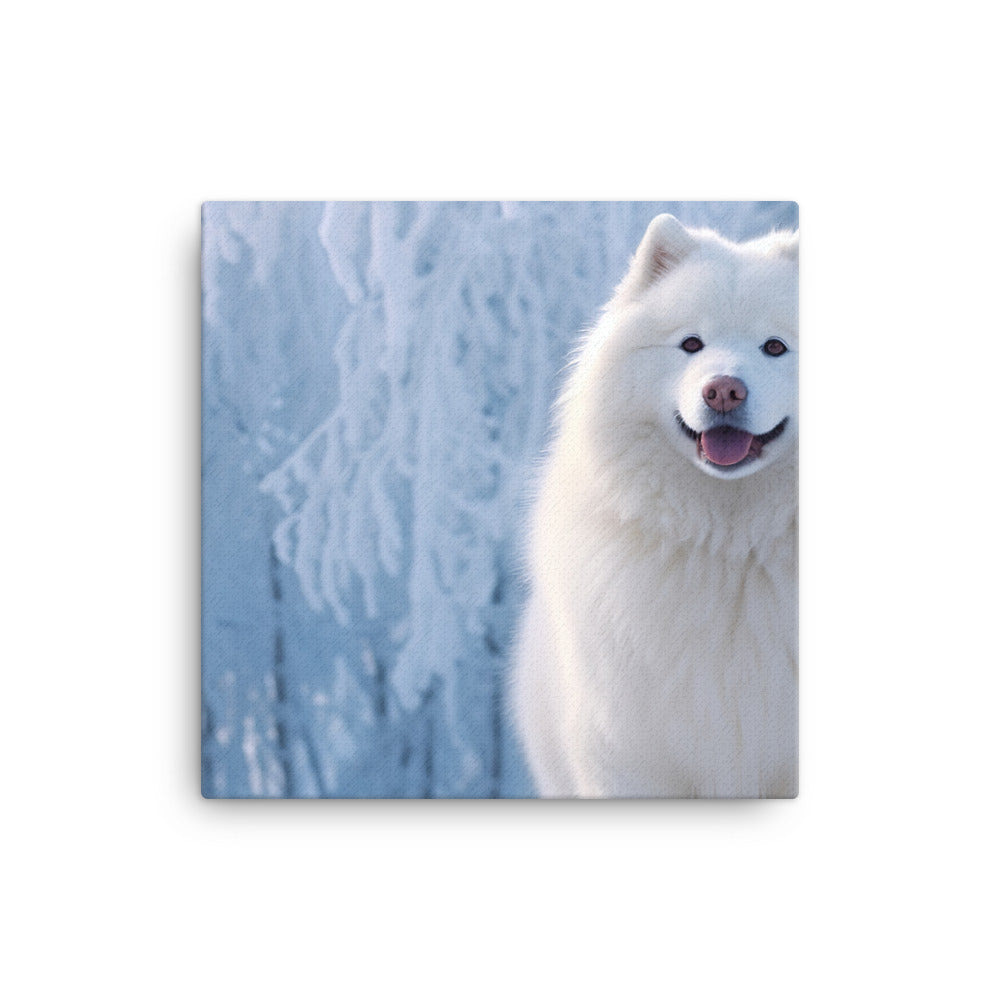 Samoyed Dog in Winter Canvas - PosterfyAI.com