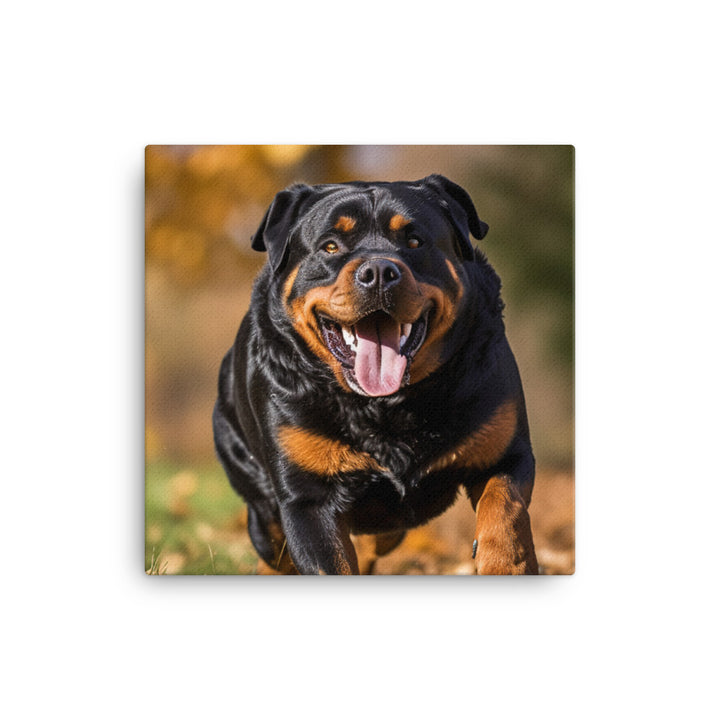 Rottweiler for a walk in the park Canvas - PosterfyAI.com