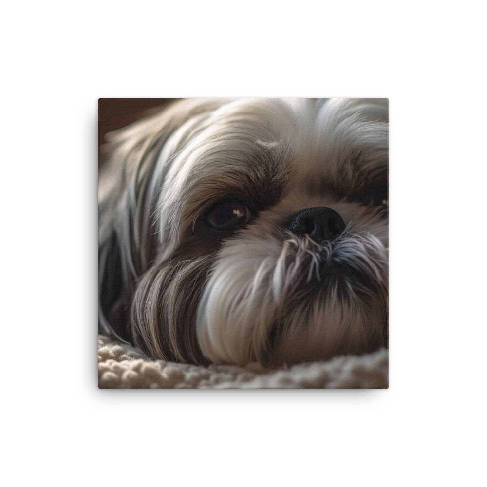 Relaxed Shih Tzu in a Cozy Home Canvas - PosterfyAI.com