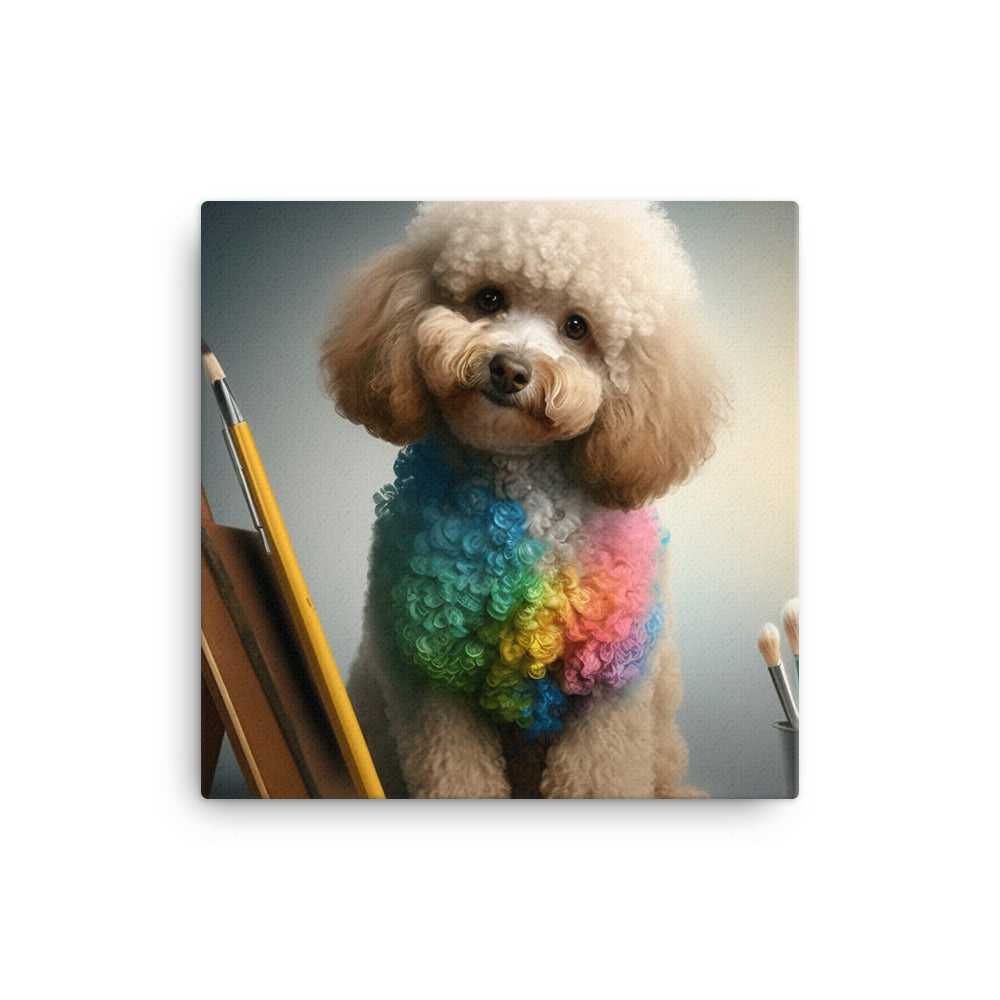 Poodle in colorful abstract style Canvas - PosterfyAI.com