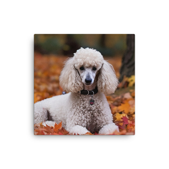 Poodle in Autumn Leaves Canvas - PosterfyAI.com