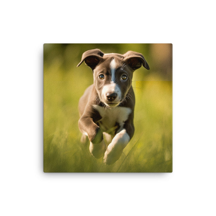 Playful Greyhound Pup Canvas - PosterfyAI.com