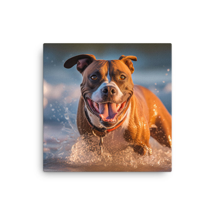 Playful American Staffordshire Terrier Canvas - PosterfyAI.com