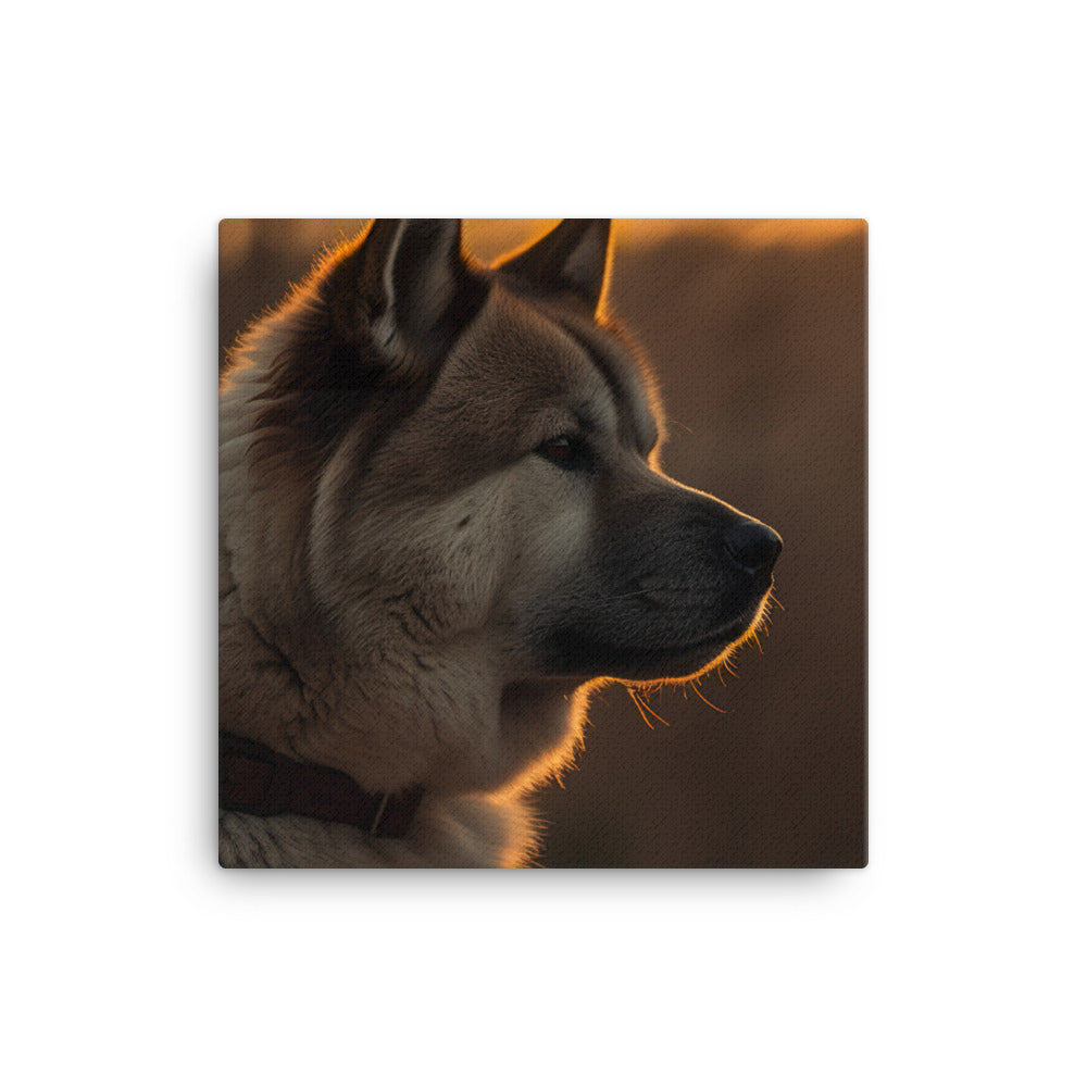 Noble Akita Gazing at the Sunset Canvas - PosterfyAI.com