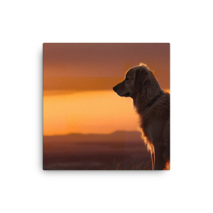 Majestic Golden Retriever at Sunset Canvas - PosterfyAI.com