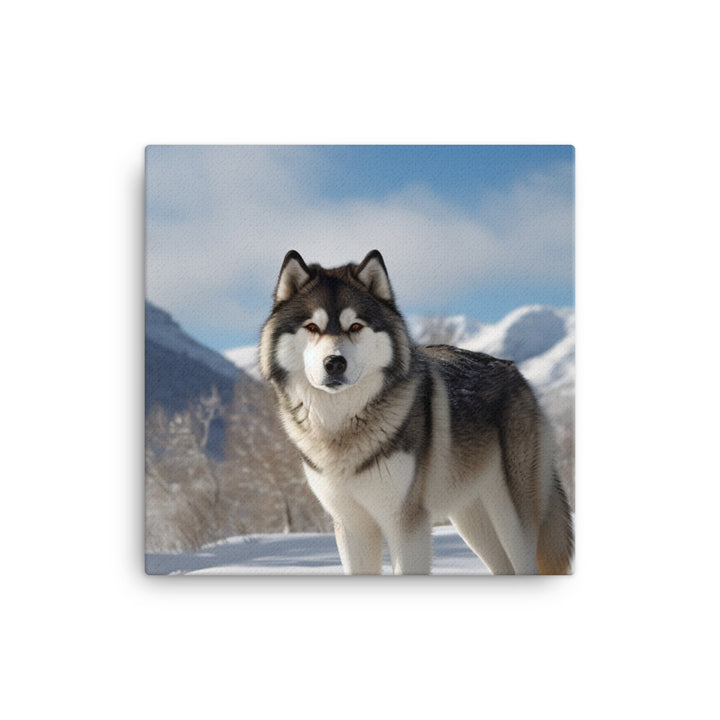 Majestic Alaskan Malamute in the Snow Canvas - PosterfyAI.com