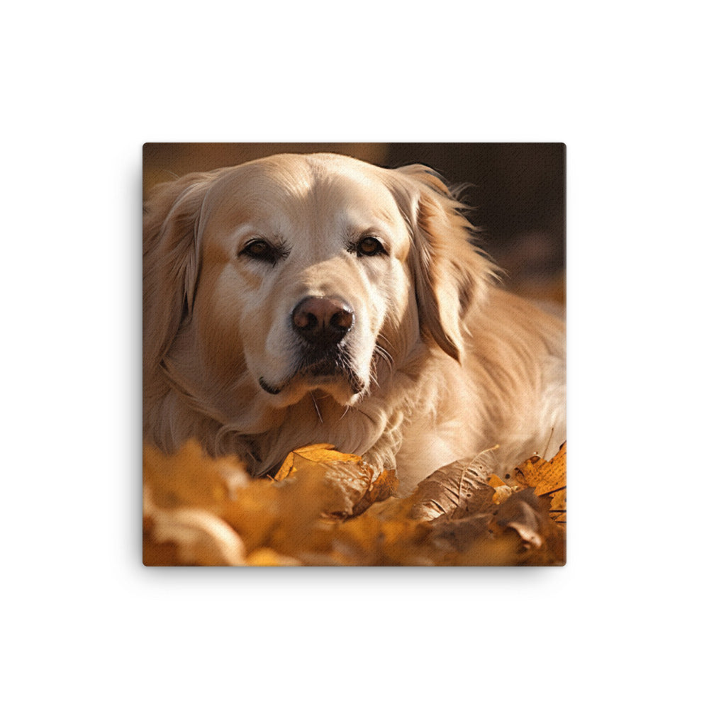 Golden Retriever in the Fall Canvas - PosterfyAI.com