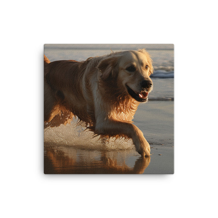 Golden Retriever at the Beach Canvas - PosterfyAI.com