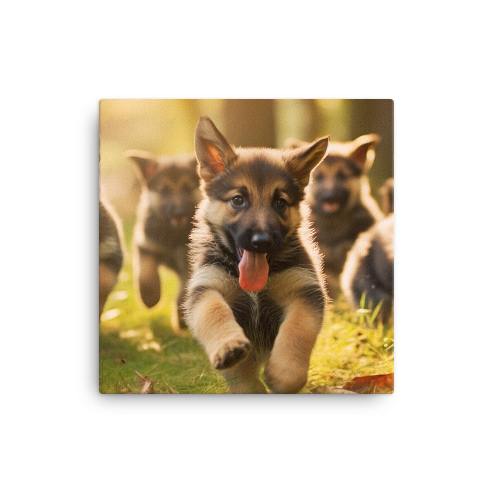 German Shepherd Puppies Canvas - PosterfyAI.com