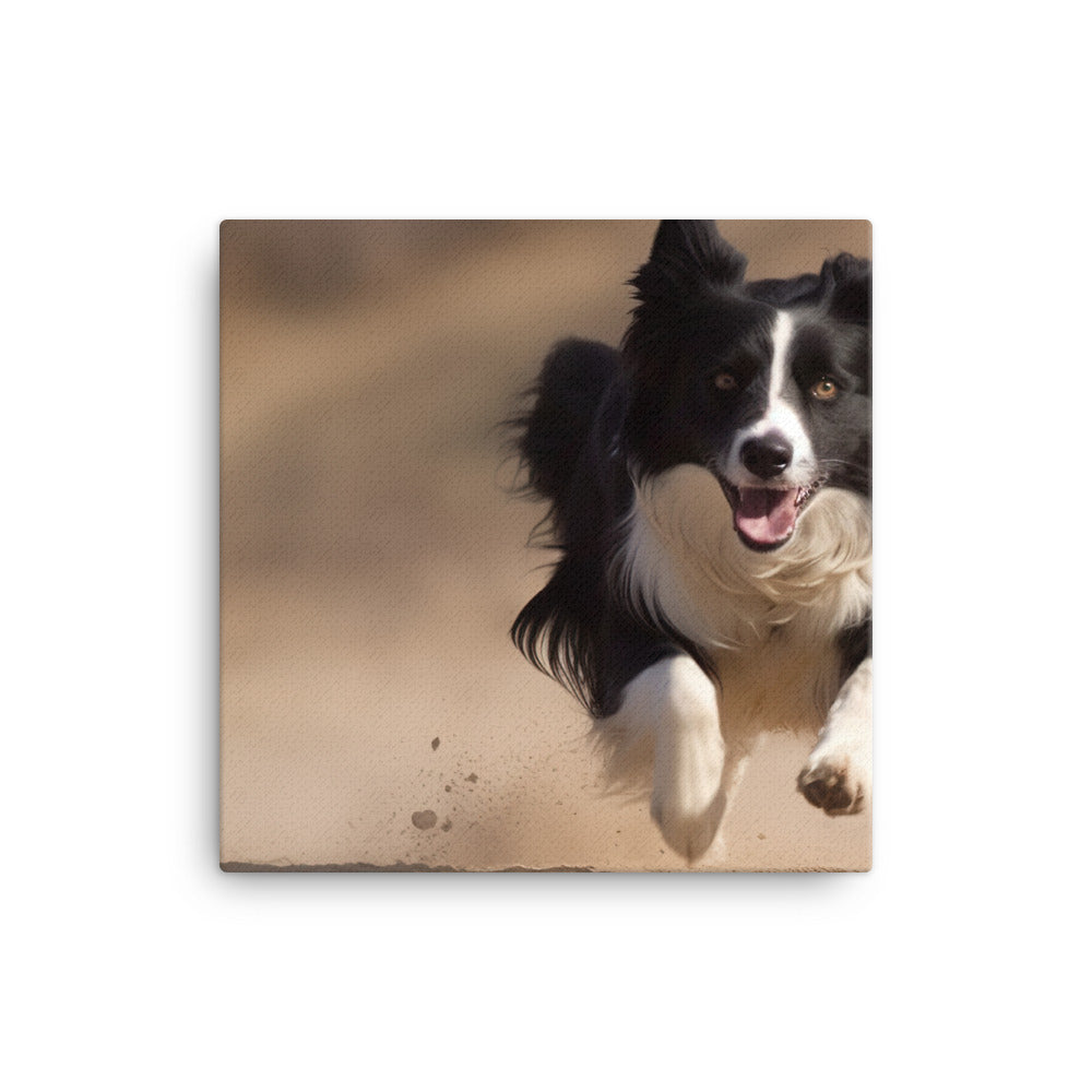 Energetic Border Collie in Action Canvas - PosterfyAI.com