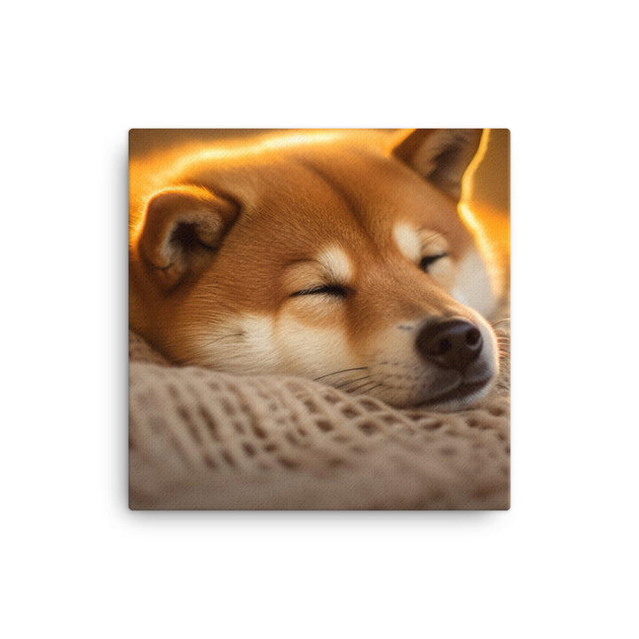 Cuddly Shiba Inu Resting Canvas - PosterfyAI.com