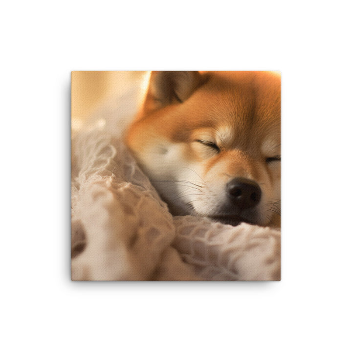 Cuddly Shiba Inu Resting Canvas - PosterfyAI.com