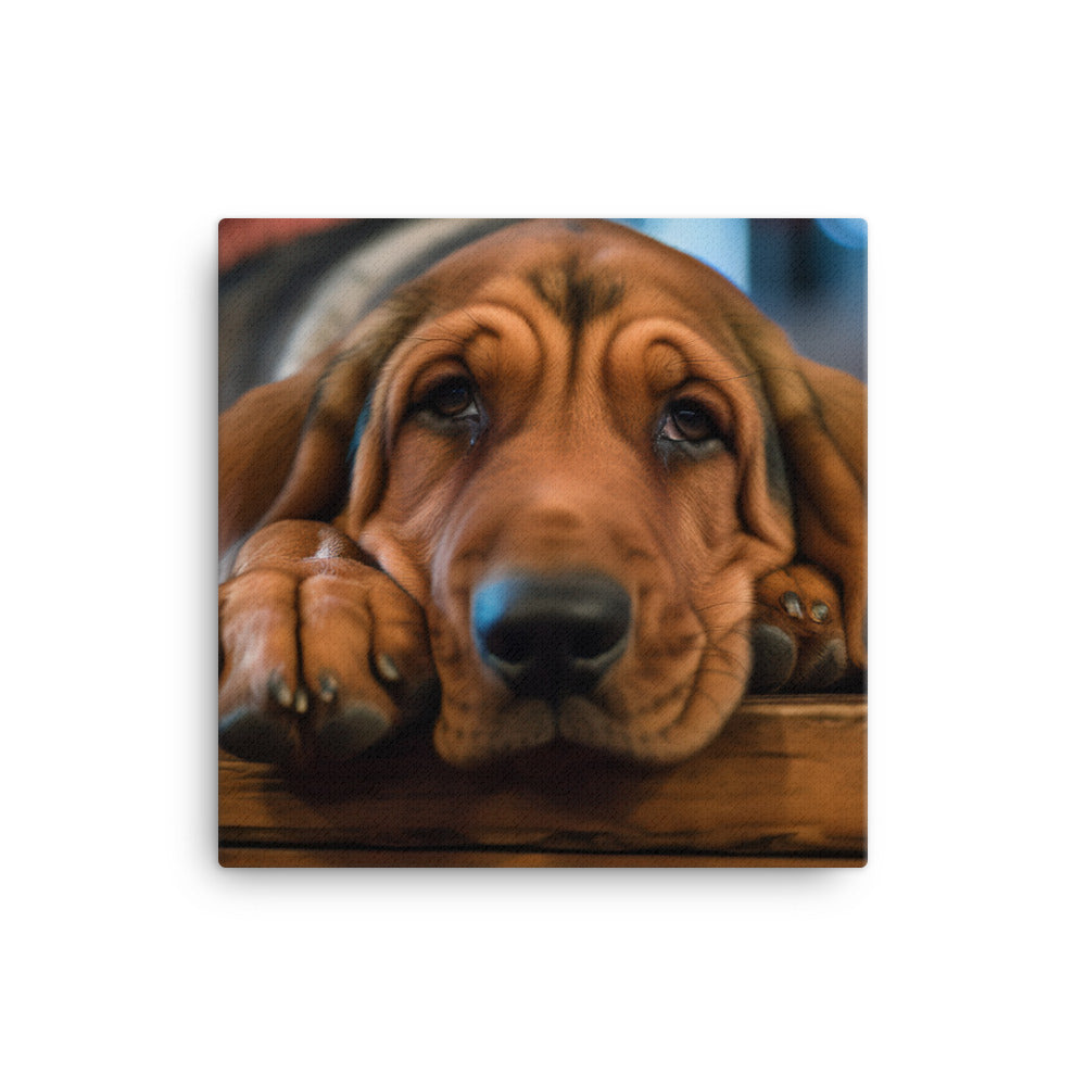Cuddles with a Bloodhound Canvas - PosterfyAI.com