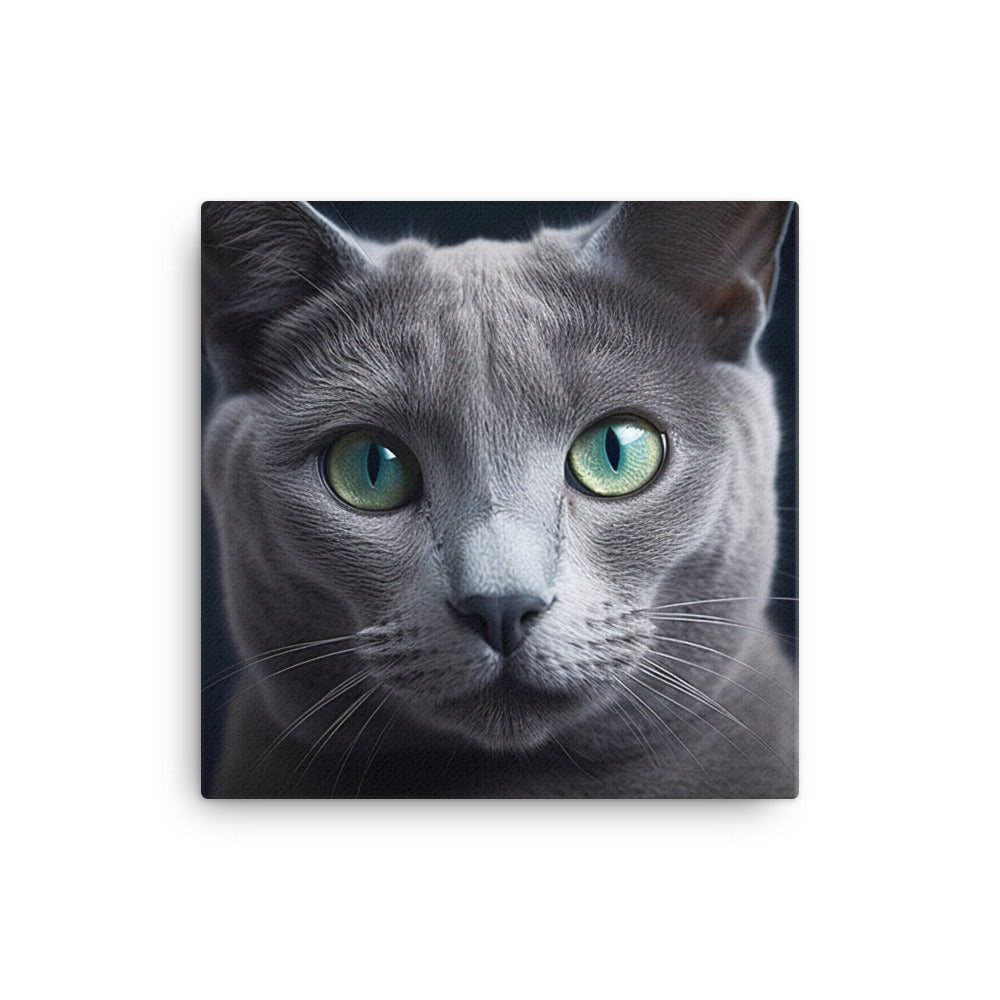 Beauty of Russian Blue Cat Canvas - PosterfyAI.com