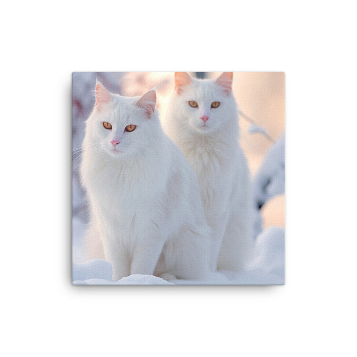 Turkish Van Cat in Winter Canvas - PosterfyAI.com