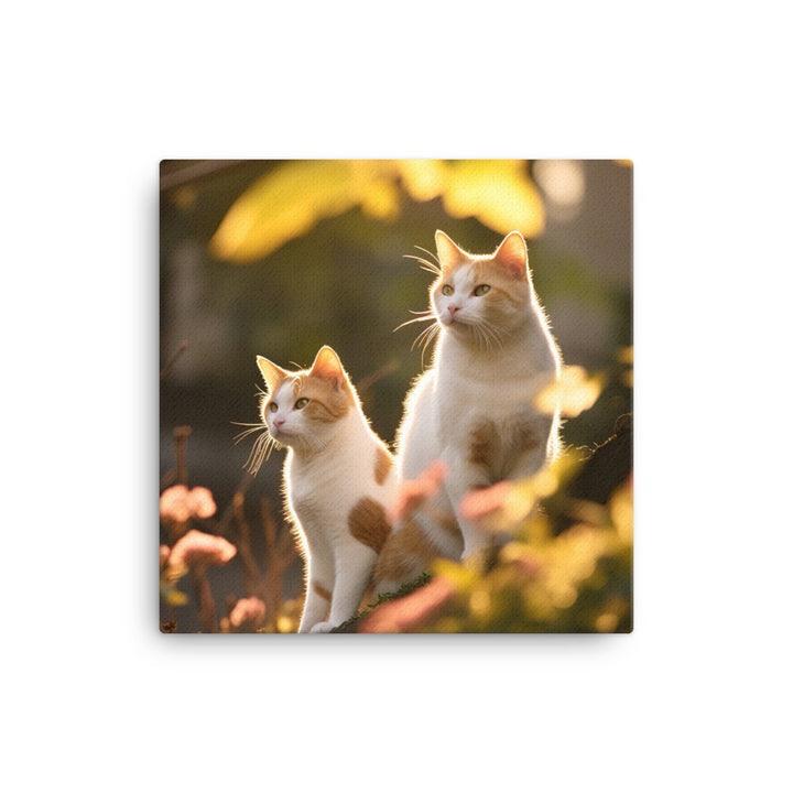 Japanese Bobtail Cat in Serene Outdoor Canvas - PosterfyAI.com