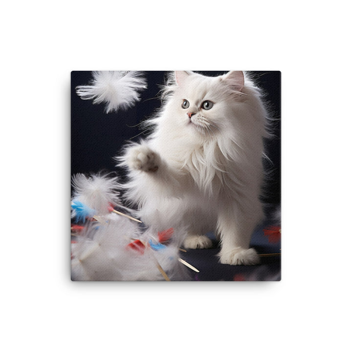 Persian Cat Playtime Canvas - PosterfyAI.com