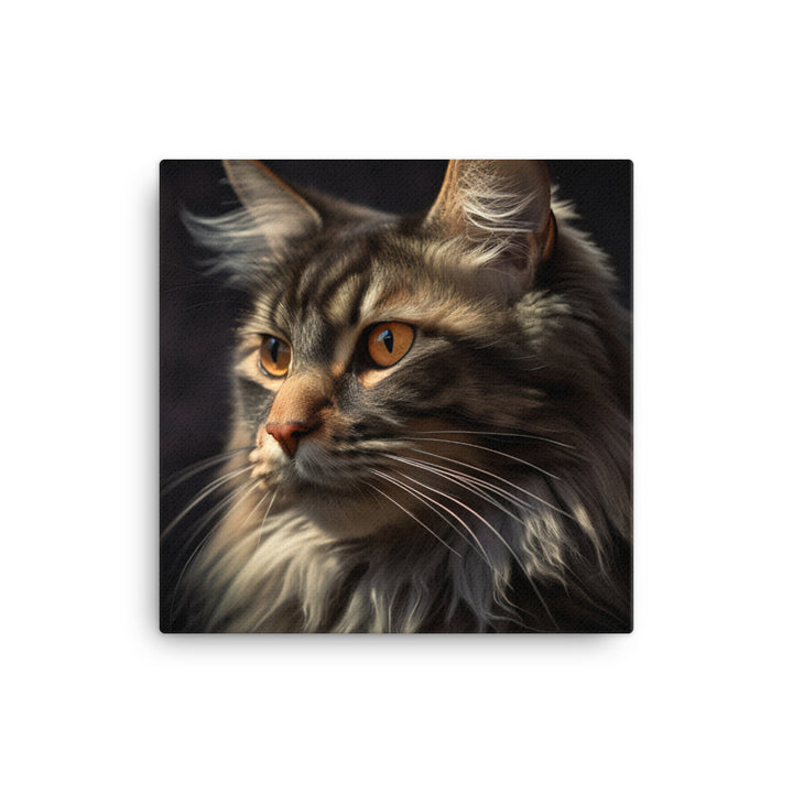 Majestic Maine Coon Portrait Canvas - PosterfyAI.com