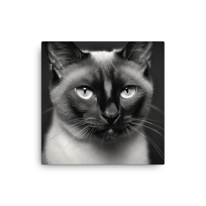 Siamese Charm in Black and White Canvas - PosterfyAI.com