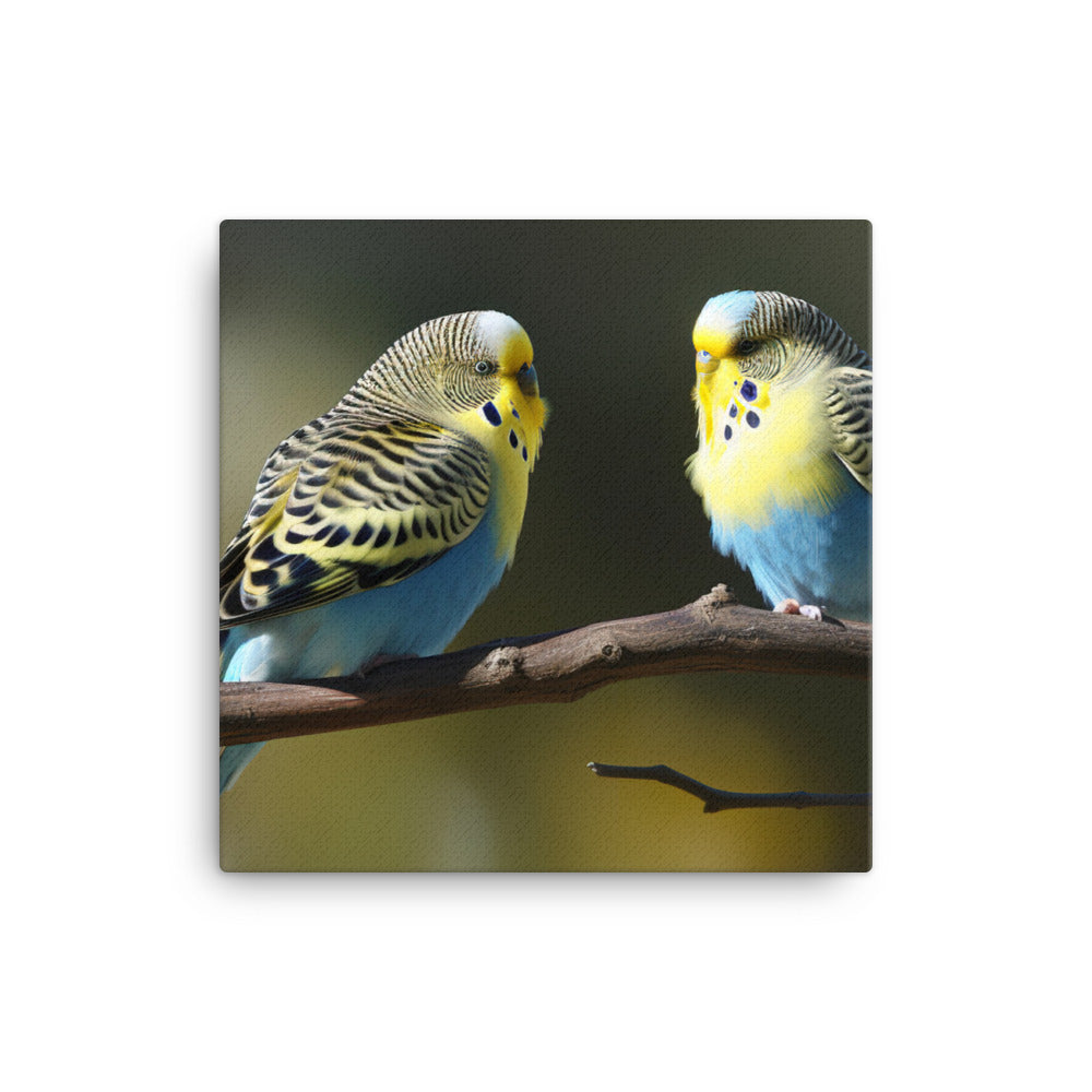 Budgie Pair on a Branch Canvas - PosterfyAI.com