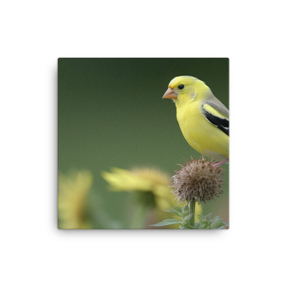 American Goldfinch in the Garden Canvas - PosterfyAI.com
