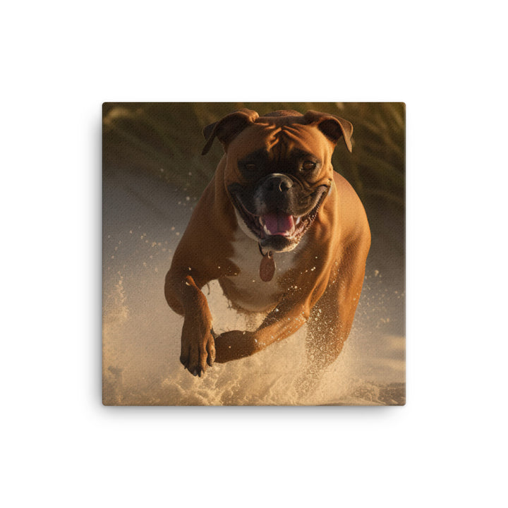 Boxer on the Beach Canvas - PosterfyAI.com