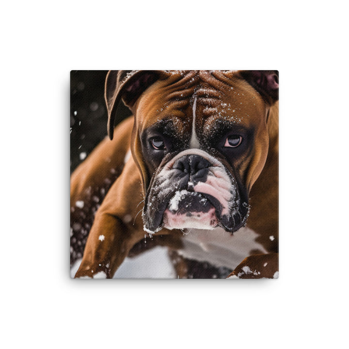 Boxer in the Snow Canvas - PosterfyAI.com