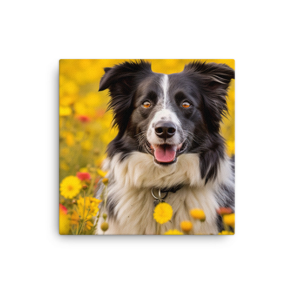 Border Collie in Bloom Canvas - PosterfyAI.com