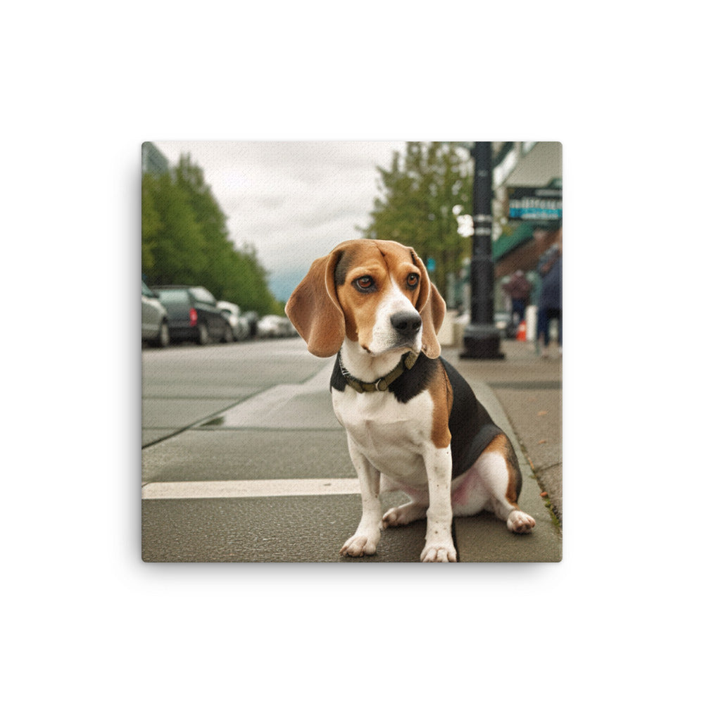 Beagle in the city Canvas - PosterfyAI.com