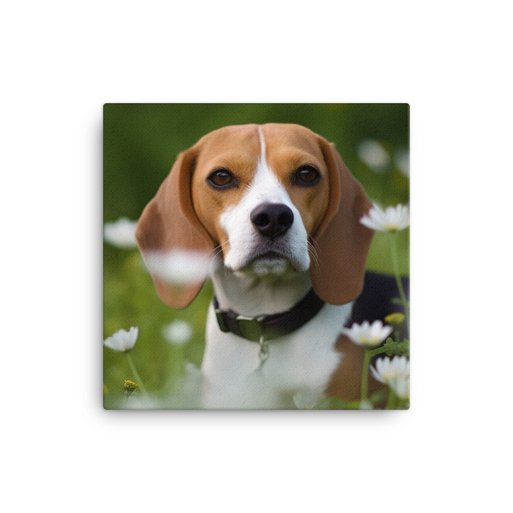 Beagle and the flowers Canvas - PosterfyAI.com