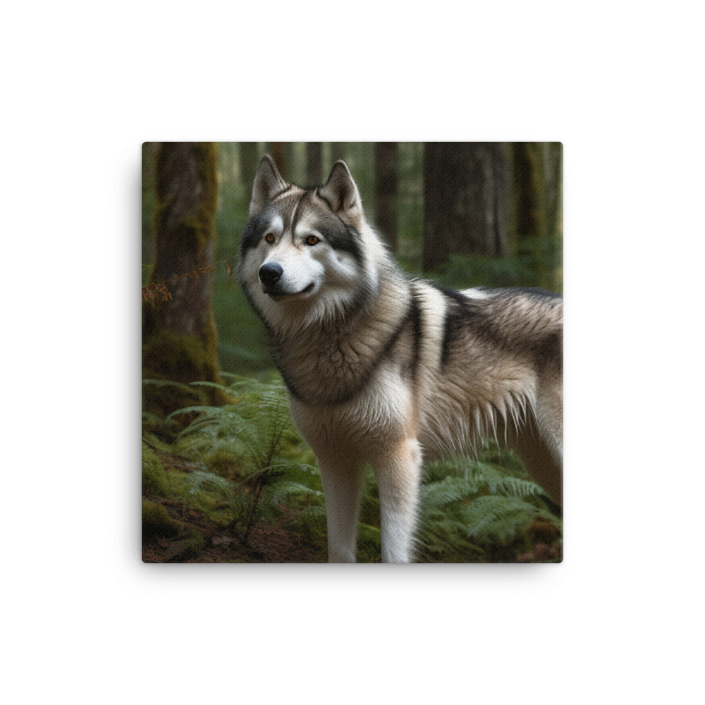 Alaskan Malamute in the Forest Canvas - PosterfyAI.com