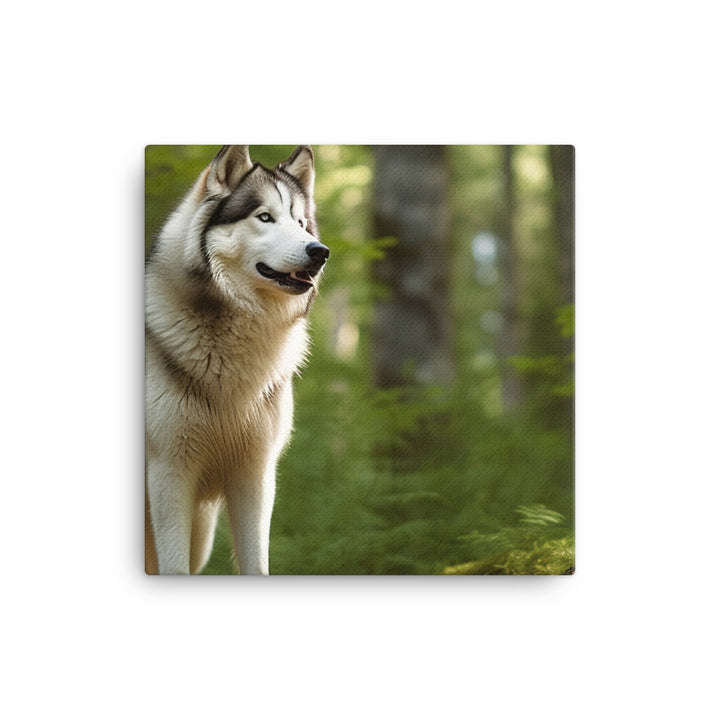 Alaskan Malamute in the Forest Canvas - PosterfyAI.com