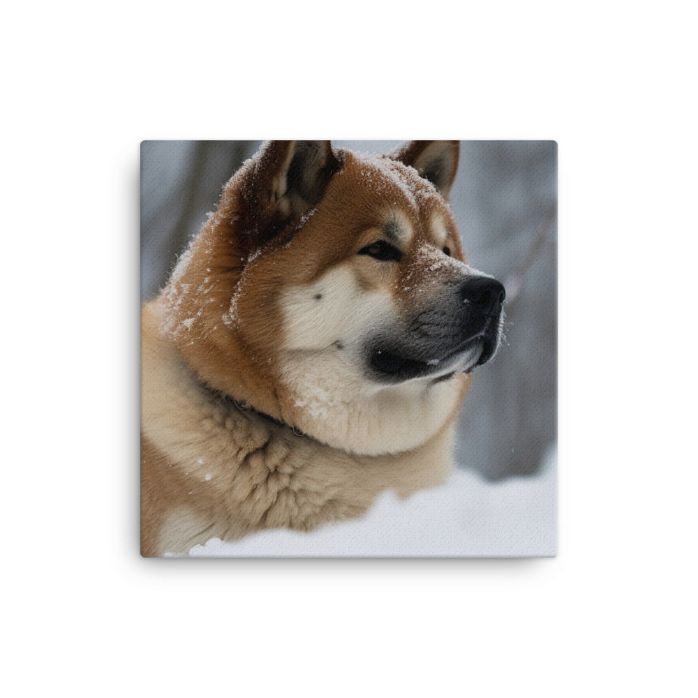 Akita in the Snow Canvas - PosterfyAI.com