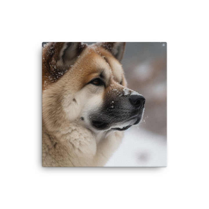 Akita in the Snow Canvas - PosterfyAI.com
