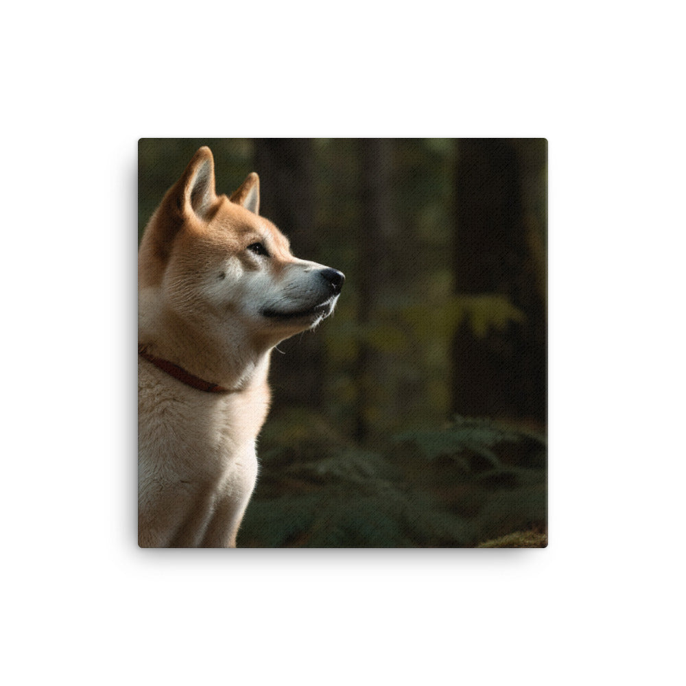 Akita Guarding the Forest Canvas - PosterfyAI.com